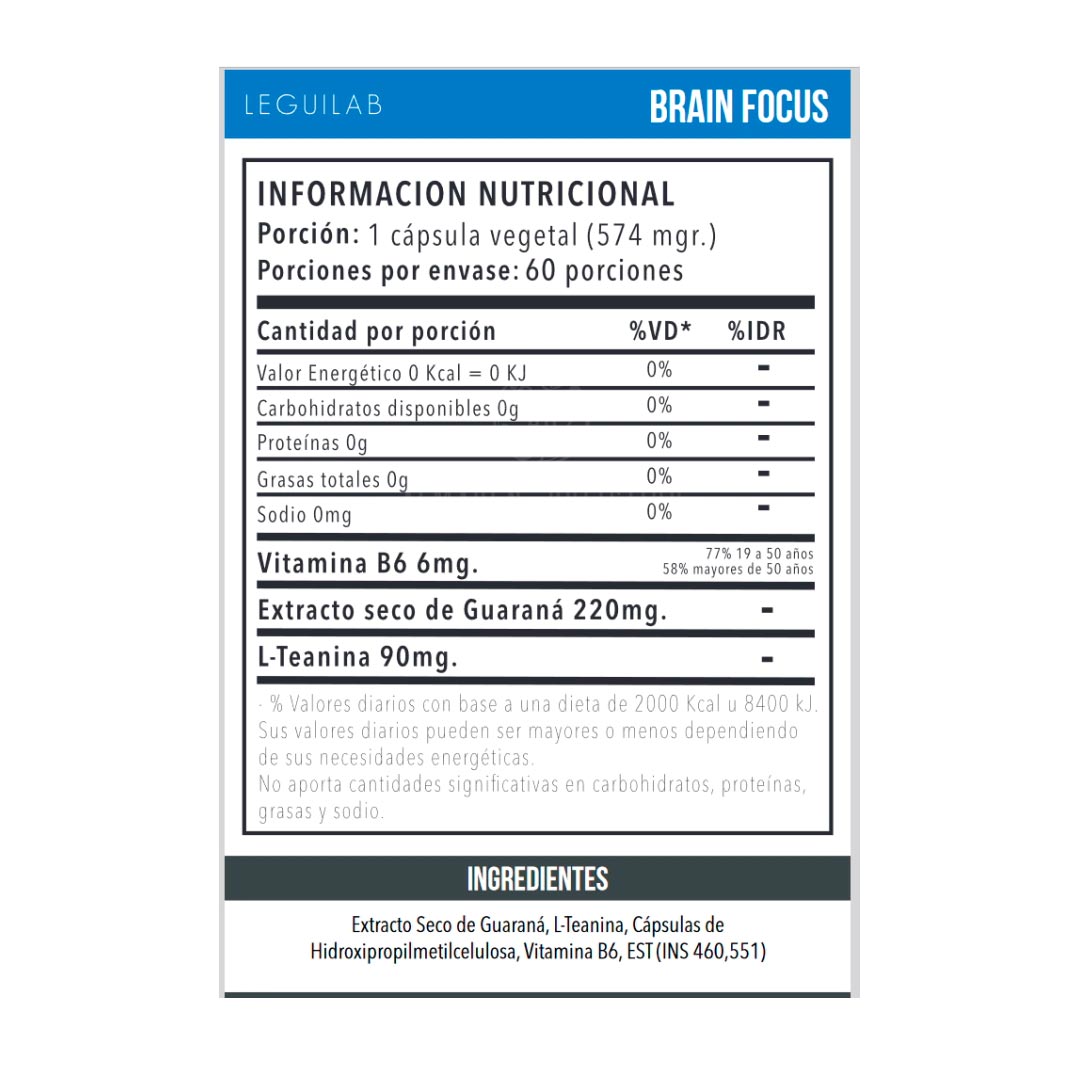 Suplemento Brain Focus 60 Caps Almacen Holistico